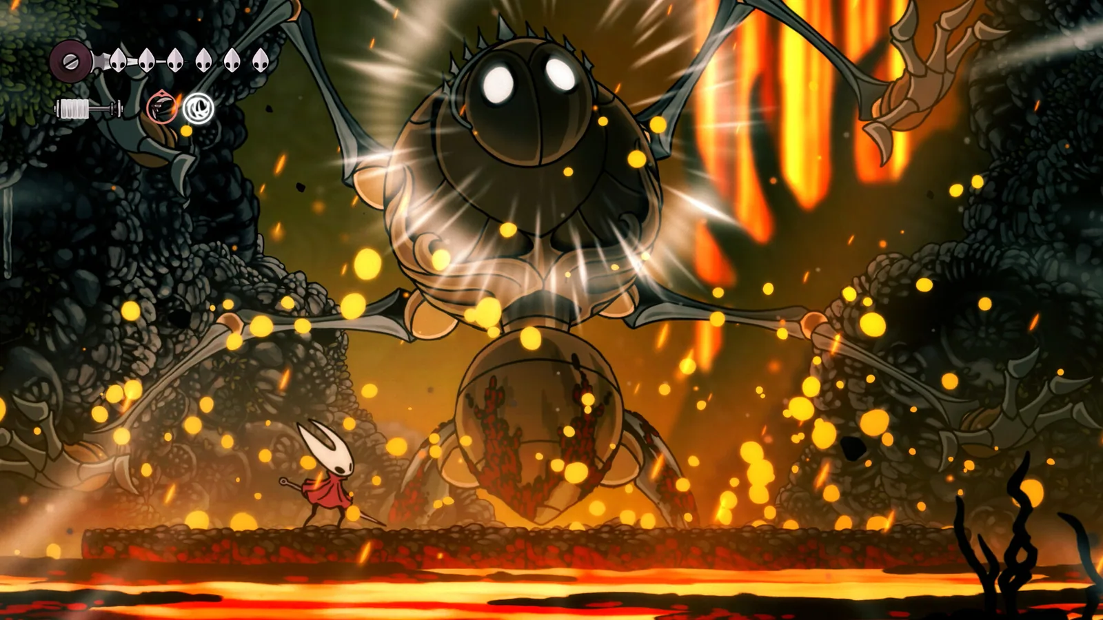 Official Silksong Steam screenshot of Hornet facing a large enemy