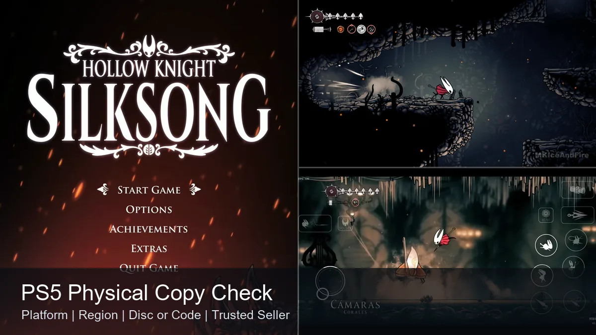Hollow Knight Silksong platform buying guide with real gameplay screenshots and PS5 physical copy checklist