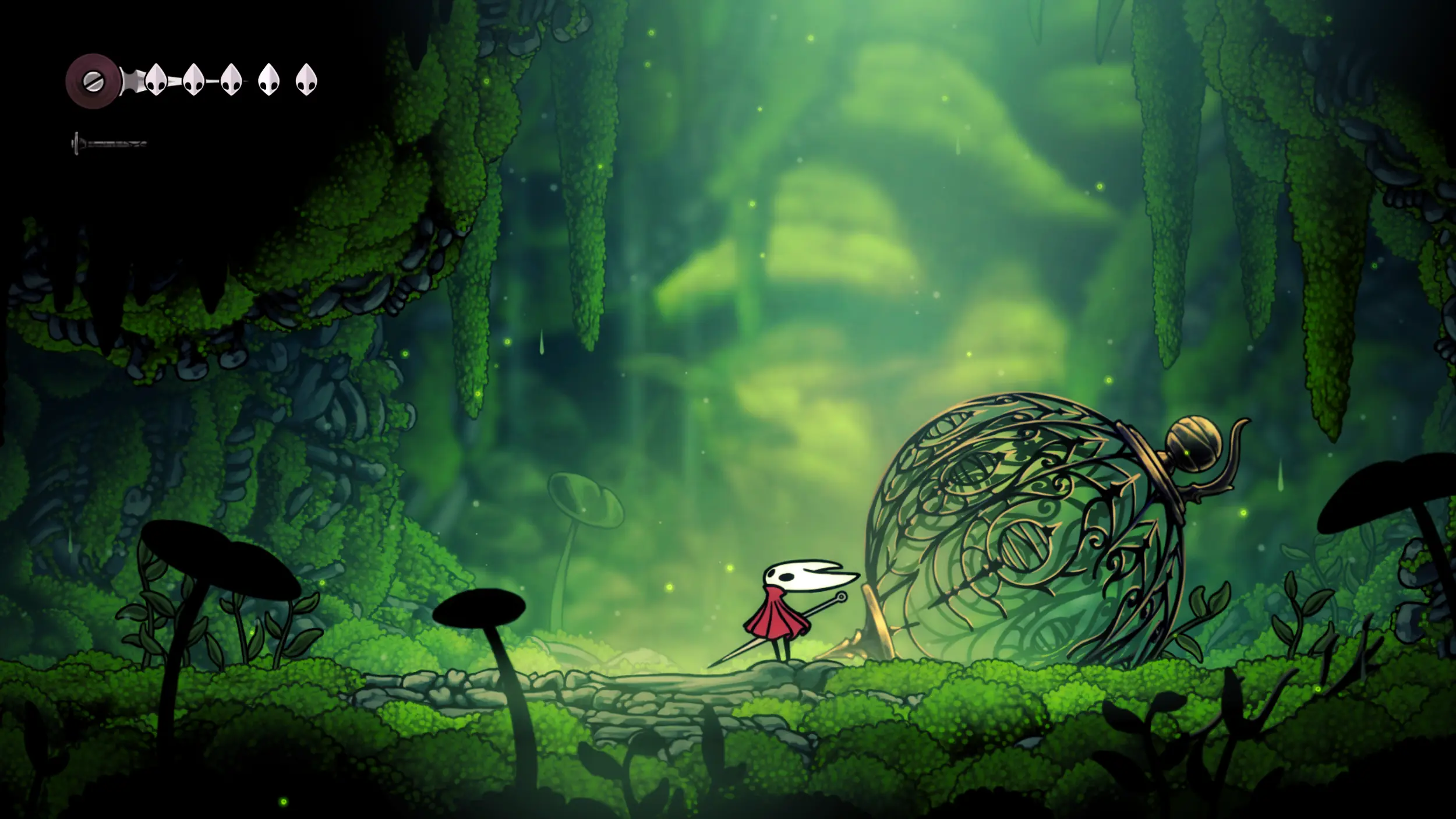 Official Silksong grotto environment showing the kind of space where route and tool planning matters
