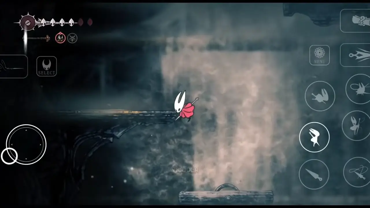 Silksong APK Android - Hornet wall jumping in cavern with fluid platforming mechanics
