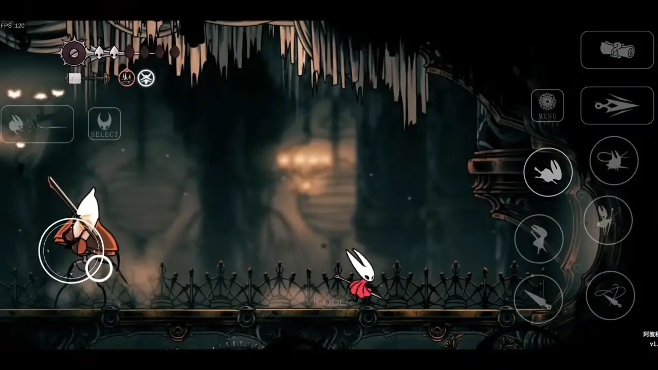 Silksong APK download - Intense dark forest combat scene with hand-drawn art