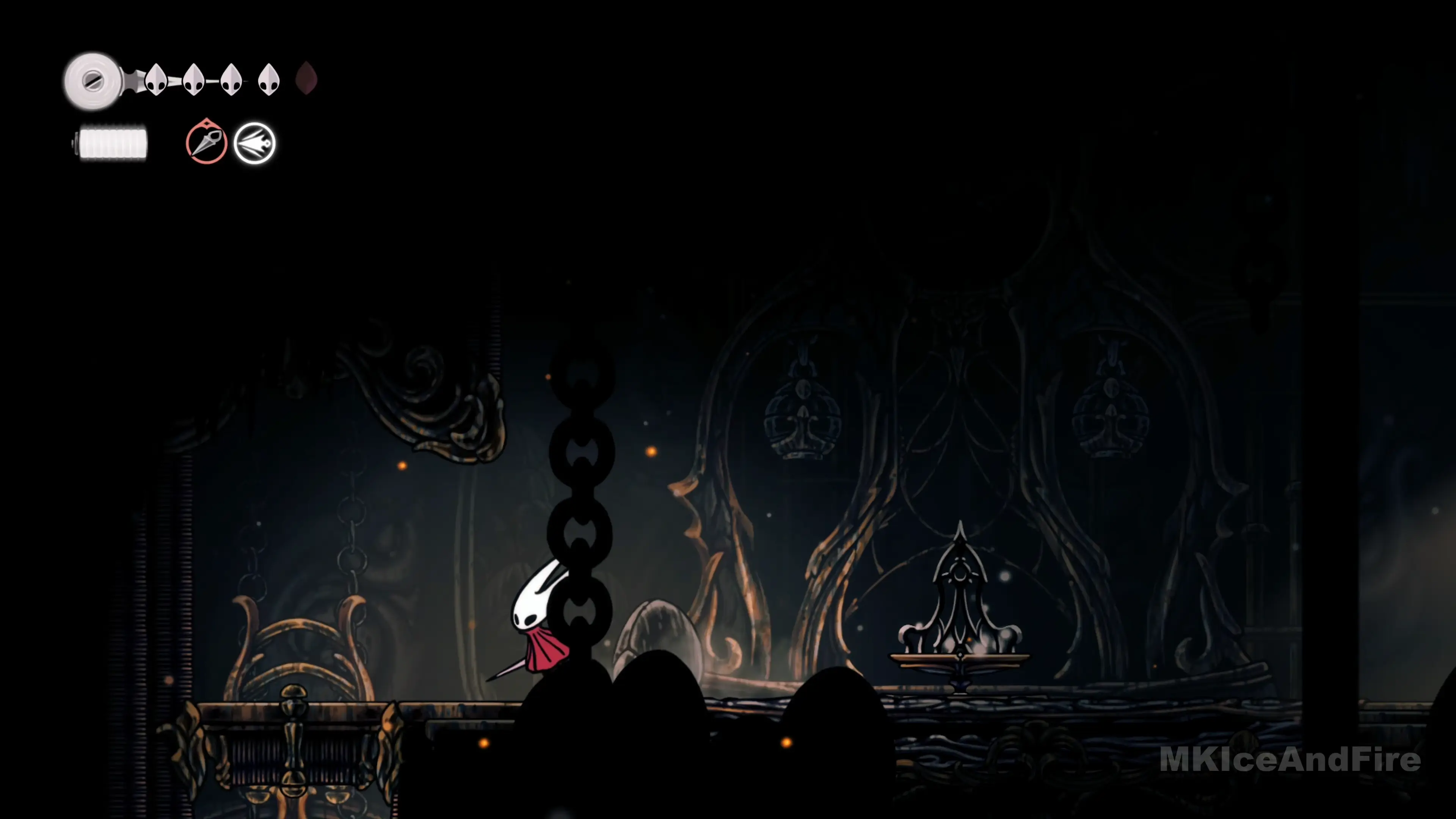 Silksong PC - Temple altar room with stunning hand-drawn architecture