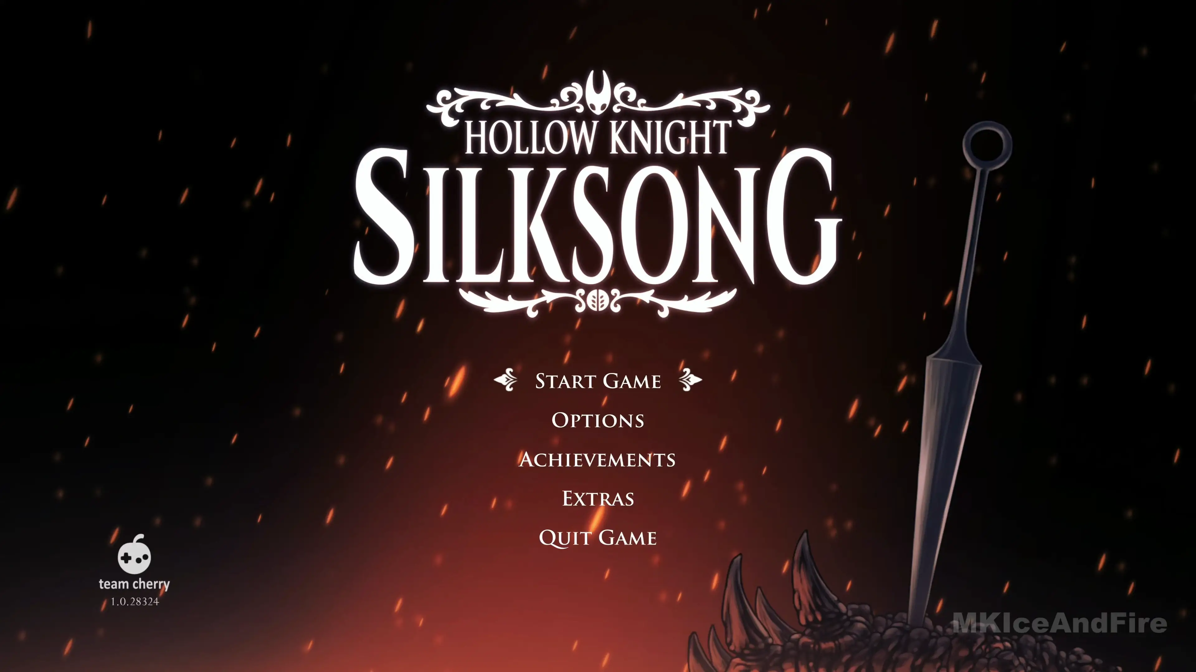 Hollow Knight Silksong PC title screen - Official Windows version